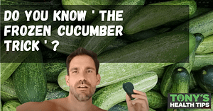 Tony holding a frozen cucumber